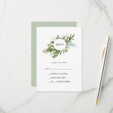 Elegant Olive Greenery RSVP Card