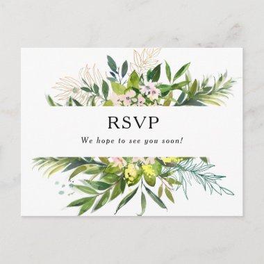 Elegant Olive Greenery Wedding RSVP PostInvitations