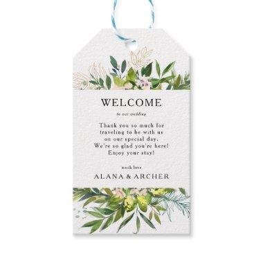 Elegant Olive Greenery Wedding Welcome Gift Tags