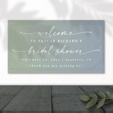 Elegant Ombre Blue & Green Bridal Shower Welcome Banner