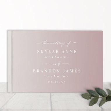 Elegant Ombre Dusty Mauve & Off-White Wedding Guest Book