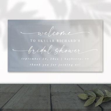Elegant Ombre Ivory & Blue Bridal Shower Welcome Banner