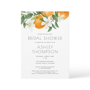 Elegant Orange Blossom Foliage Bridal Shower Invitations