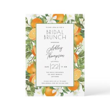 Elegant Orange Blossom Foliage Bridal Shower Invitations