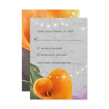 Elegant Orange Calla Lily Art Floral Watercolor RSVP Card