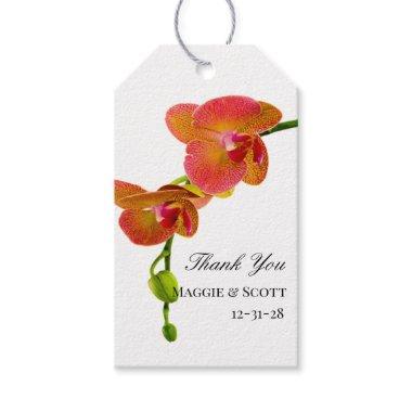 Elegant Orange Orchids Tropical Beach Wedding Gift Tags