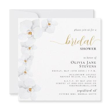 Elegant Orchid Bridal White Floral Bridal Shower Invitations