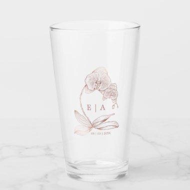 Elegant Orchid Floral Monogram Wedding Keepsake Glass