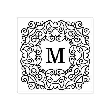 Elegant Ornate Frame Monogram Rubber Stamp