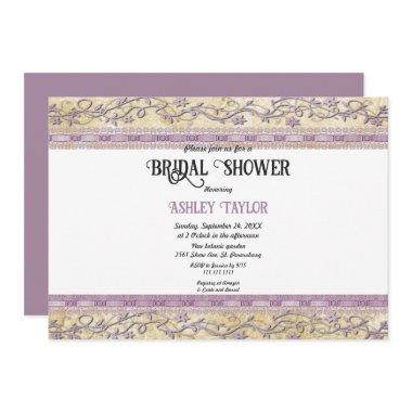 Elegant Ornate Rose Gold Script Glam Bridal Shower Invitations