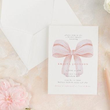 Elegant Oversize Blush Bow Bridal Shower Invitations