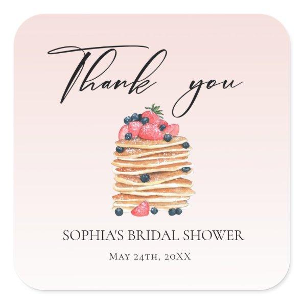 Elegant Pancakes Bridal Shower Thank you Square Sticker