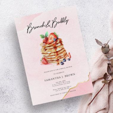 Elegant Pancakes Pink Bridal Brunch Shower Invitations