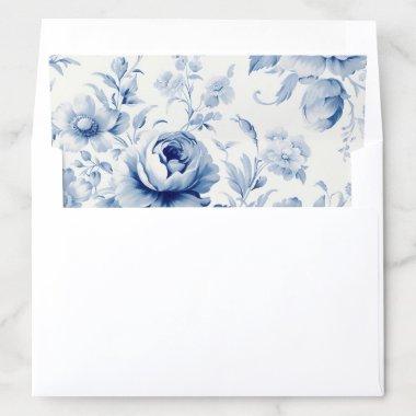 Elegant Pastel Blue Watercolor Roses Envelope Liner