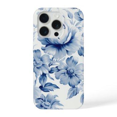 Elegant Pastel Blue Watercolor Roses iPhone 15 Pro Case
