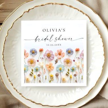 Elegant Pastel Pink Boho Wildflower  Napkins