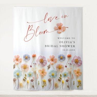 Elegant Pastel Pink Boho Wildflower  Tapestry