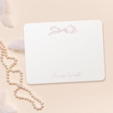Elegant Pastel Pink Bow Personalized Stationery Note Invitations