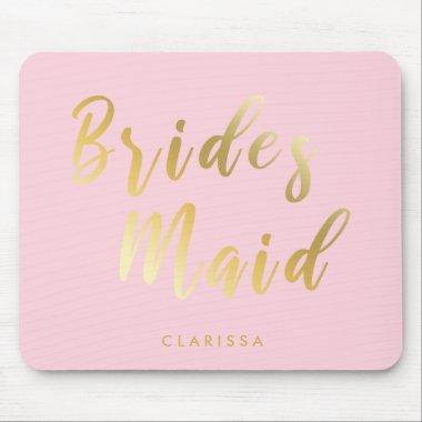 Elegant pastel pink & gold bridesmaid mouse pad