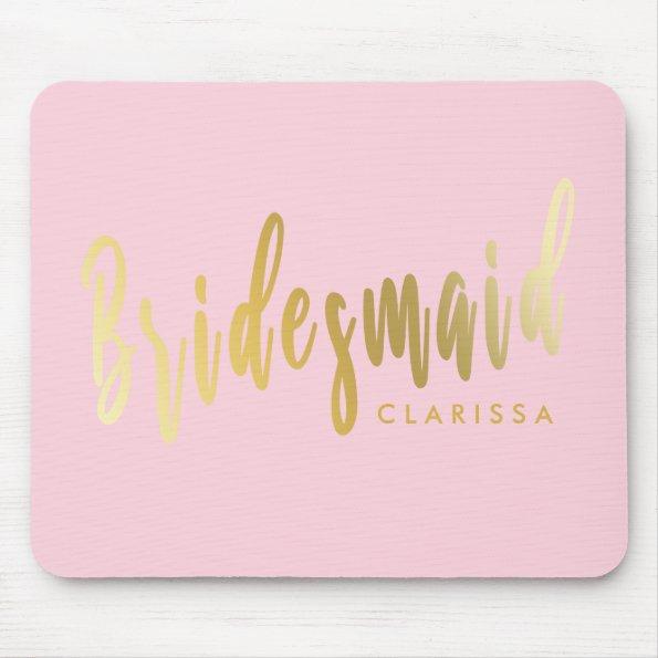 Elegant pastel pink & gold bridesmaid mouse pad