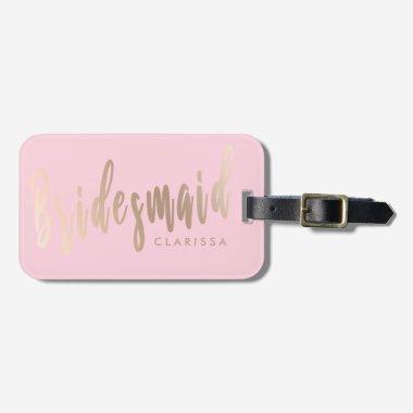 Elegant pastel pink & rose gold bridesmaid luggage tag