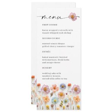 Elegant Pastel Pink Wildflower  Menu