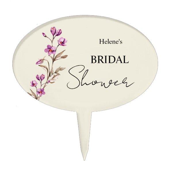 Elegant Pastel Wildflower Boho Bridal Shower Cake Topper