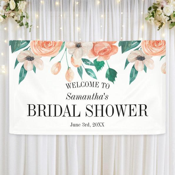 Elegant Peach Bridal Shower Personalized Banner