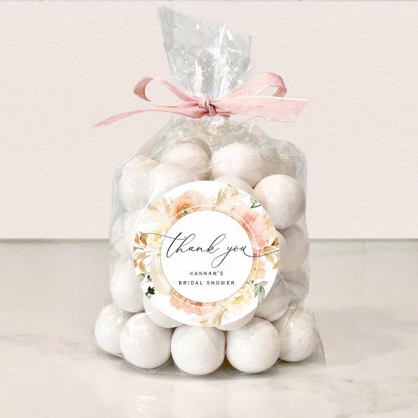 Elegant Peach, Cream and Blush Floral Favor Classic Round Sticker