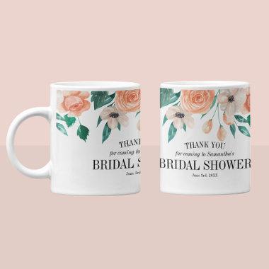 Elegant Peach Floral Bridal Shower Custom Favors Coffee Mug