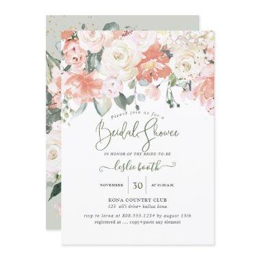 Elegant Peach Peonies Cream Roses