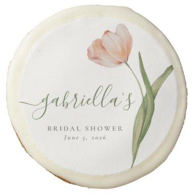 Elegant Peach Tulip Custom  Sugar Cookie