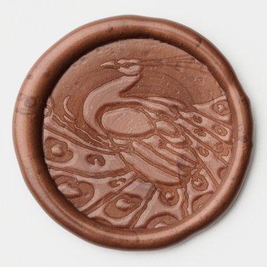 ELEGANT PEACOCK Art Deco Wax Seal Sticker