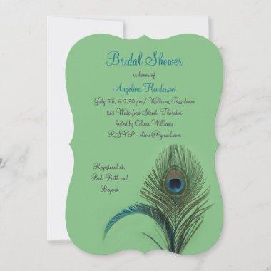 Elegant Peacock Bridal Shower (green) Invitations
