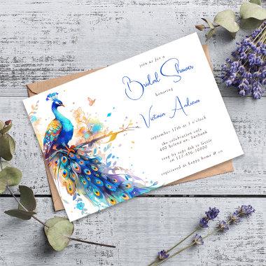 Elegant Peacock Bridal Shower Invitations