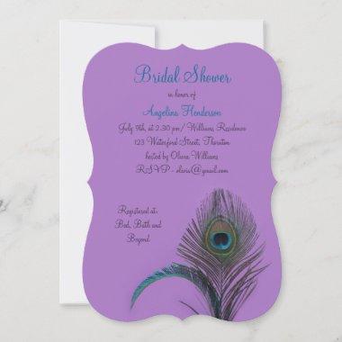 Elegant Peacock Bridal Shower (purple) Invitations