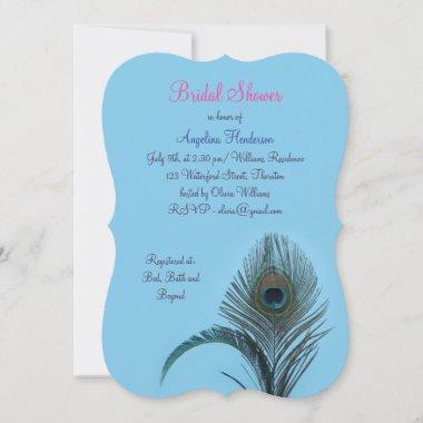 Elegant Peacock Bridal Shower (turquoise) Invitations