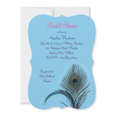 Elegant Peacock Bridal Shower (turquoise) Invitations