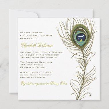 Elegant Peacock Feather Bridal Shower Invitations