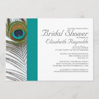 Elegant Peacock Feather Bridal Shower Invitations