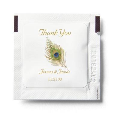 Elegant Peacock Feather Thank You Wedding Favor Hand Sanitizer Packet
