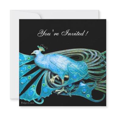 ELEGANT PEACOCK IN BLUE BLACK TEAL WEDDING PARTY
