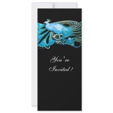 ELEGANT PEACOCK IN BLUE BLACK TEAL WEDDING PARTY