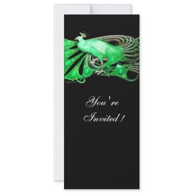 ELEGANT PEACOCK IN GREEN AND BLACK Invitations