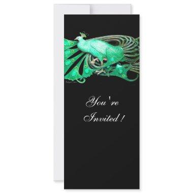 ELEGANT PEACOCK IN GREEN AND BLACK Invitations