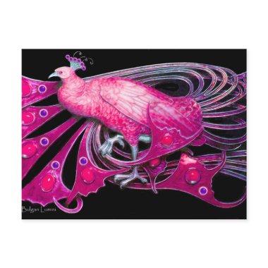 ELEGANT PEACOCK IN PINK FUCHSIA BLACK POSTInvitations