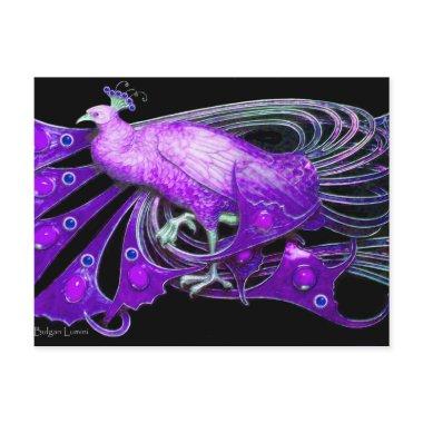 ELEGANT PEACOCK IN PURPLE VIOLET BLACK POST