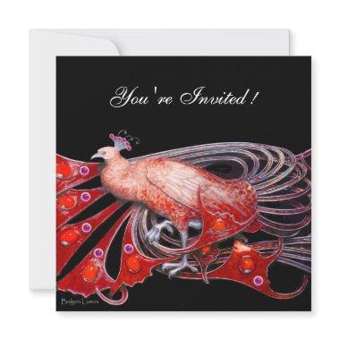 ELEGANT PEACOCK IN RED AND BLACK