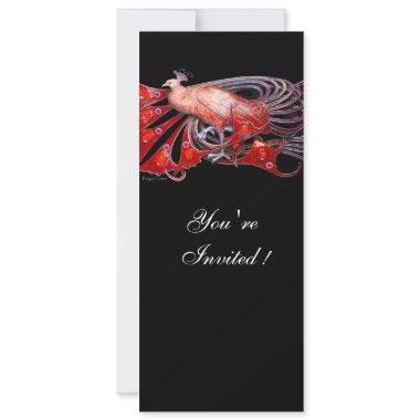 ELEGANT PEACOCK IN RED AND BLACK Invitations