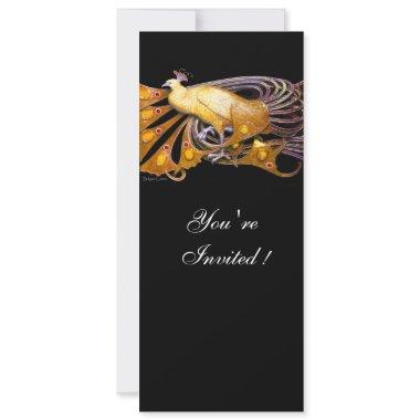 ELEGANT PEACOCK IN YELLOW AND BLACK Invitations